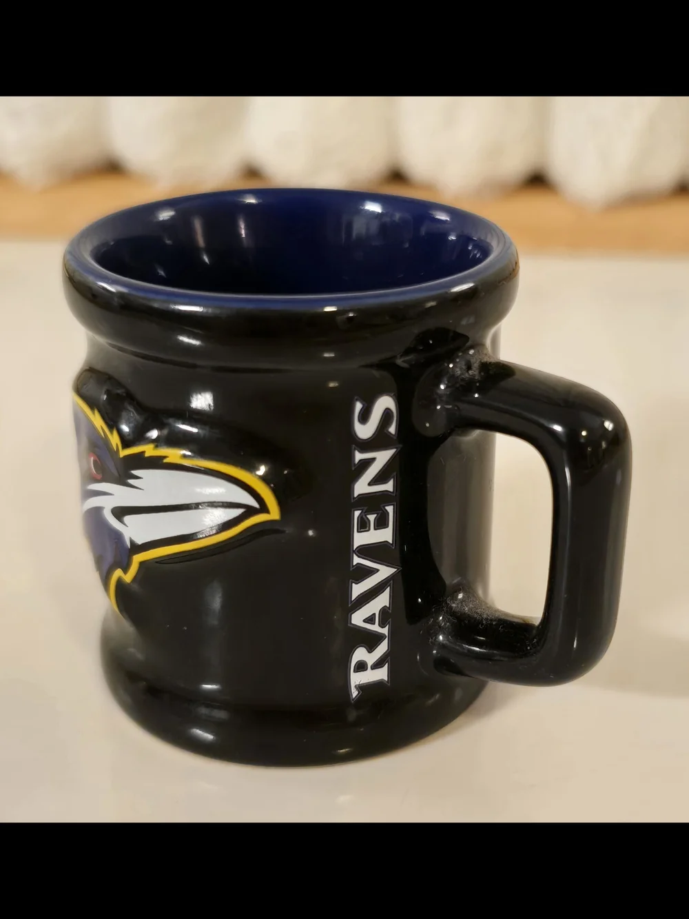 Baltimore Ravens Ceramic Mini Mug Shot Glass 2 oz Sculpted 3D Relief Logo NFL